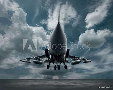Picture of Military airplane at flying on the speed